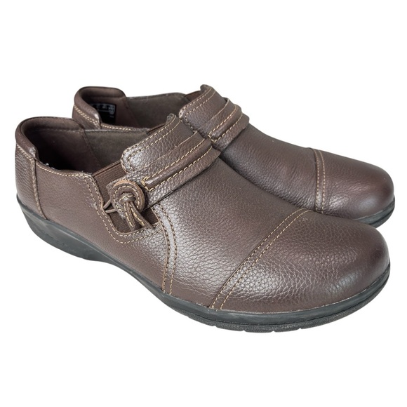 Clarks Cheyn Madi Brown Leather Loafer Size 8.5 M Slip On Womens Comfort Shoes - Picture 2 of 11
